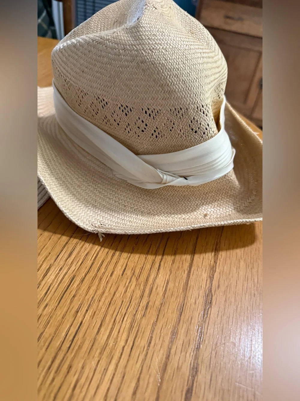 World Market Straw Sun Hat Lot 3 Pc Fedora Panama Wide Brim Pom Pom